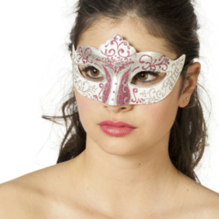 Venetiansk Mask Silver/Rosa