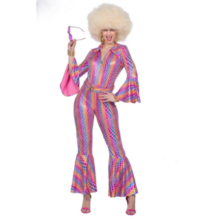 Disco Catsuit Maskeraddräkt Rosa
