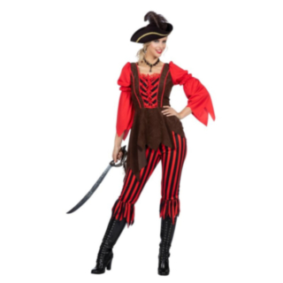 Piratlady Maskeraddräkt Röd/Brun