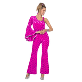 Disco Catsuit Maskeraddräkt Rosa