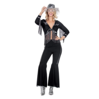 Fransig Cowgirl Maskeraddräkt Silver/Svart
