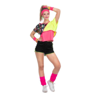 80-tal Aerobics Maskeraddräkt Gul/Ljusrosa