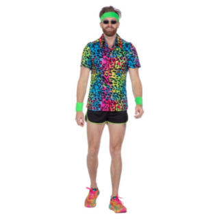 80-tal Leopardskjorta Neon