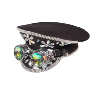Burning Man Kaptenshatt & Goggles Svart