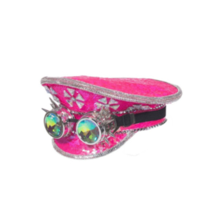 Burning Man Kaptenshatt & Goggles Rosa