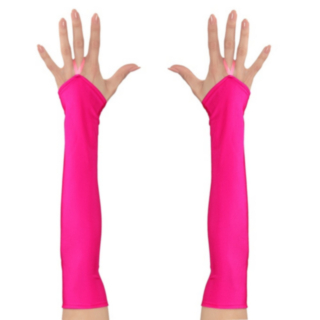 Neon Satin Handskar Rosa