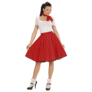 50-tal Polka Kjol Röd