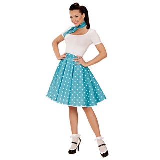 50-tal Polka Kjol Turkos