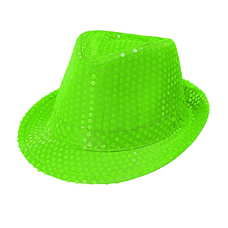 Paljett‑fedora neongrön