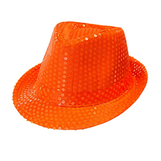 Paljettfedora neonorange