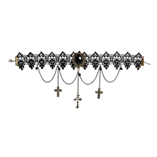 Gotiskt Choker Kors Pärlor