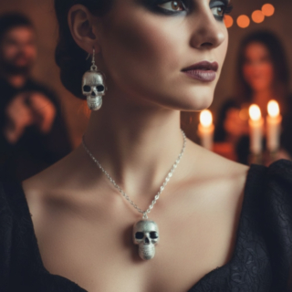 Dödskalle Örhängen & Halsband