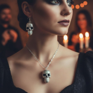 Dödskalle Örhängen & Halsband