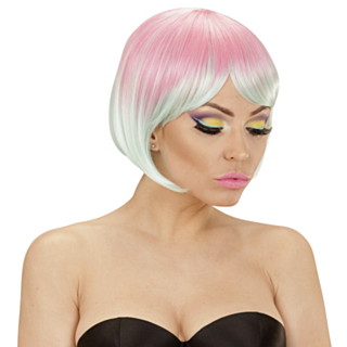 Ombre Rave Peruk Rosa/Turkos