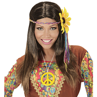 Brun hippie peruk
