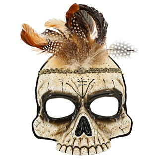 Voodoo Dödskalle Mask Med Fjädrar