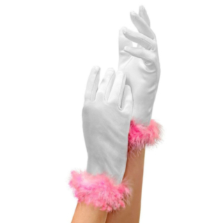 Satin Barnhandskar Vit/Rosa