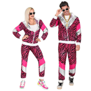 80-tal Träningsoutfit Maskeraddräkt Rosa Tigertryck
