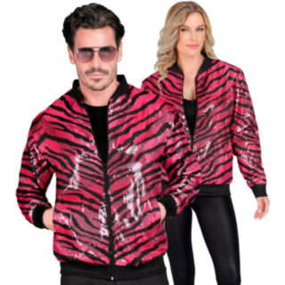 Zebra Paljett Bomberjacka Rosa