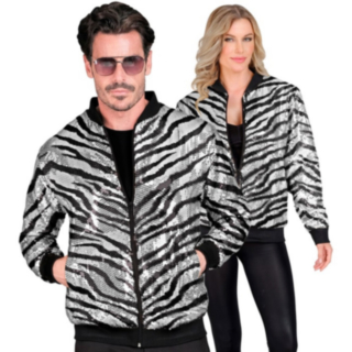 Zebra Paljett Bomberjacka Silver