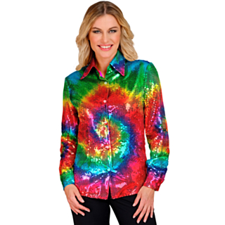 Tie Dye Paljettskjorta Regnbåge