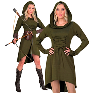 Medeltida Jägarkvinna Maskeraddräkt Grön
