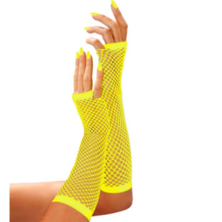Neon Fingerlösa Näthandskar Gul