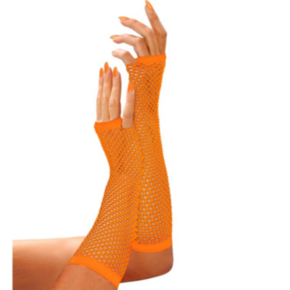 Neon Fingerlösa Näthandskar Orange