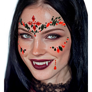 Vampyr Harlekin Ansiktssmycken Röd
