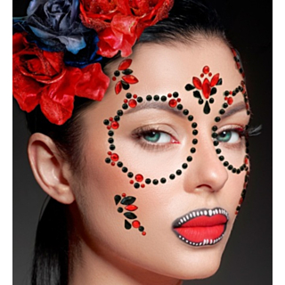 Día de los Muertos Ansiktssmycken Röd/Svart