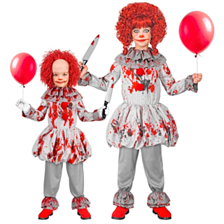 Blodig Horror Clown Barndräkt Grå