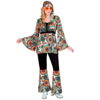 Mönstrad 60-tal Hippie Maskeraddräkt