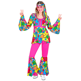 Flower Power Hippie Maskeraddräkt Rosa