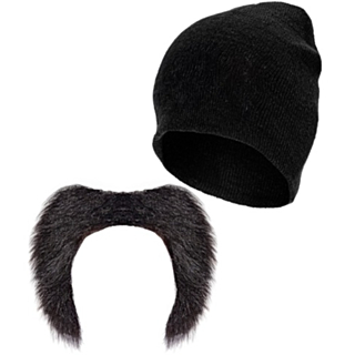 Biker Mustasch & Mössa Svart