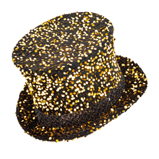 Paljett Hög Hatt Svart/Guld