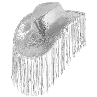Paljett Cowboyhatt Silver