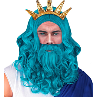 Poseidon Peruk & Skägg Turkos