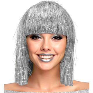 Glitter Disco Peruk Silver