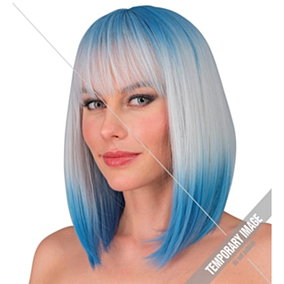Blond Ombre Peruk Blå