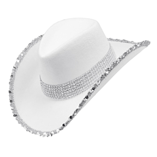 Glitter Cowboyhatt Vit