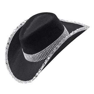 Glitter Cowboyhatt Svart