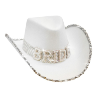 Bride Cowboyhatt Vit/Silver