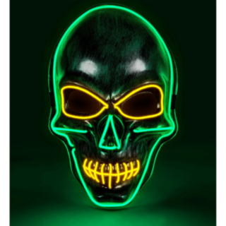 Dödskalle LED-mask Grön