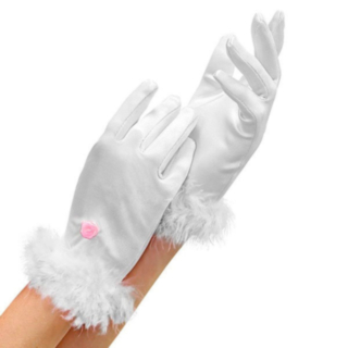 Satin Barnhandskar Vit
