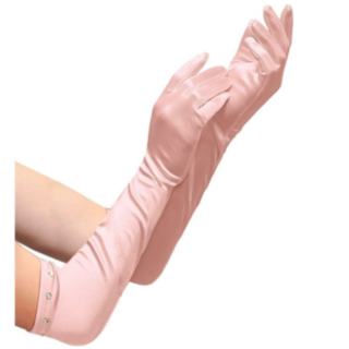Långa Satin Barnhandskar Rosa