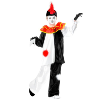 Pierrot Barndräkt Svart/Vit
