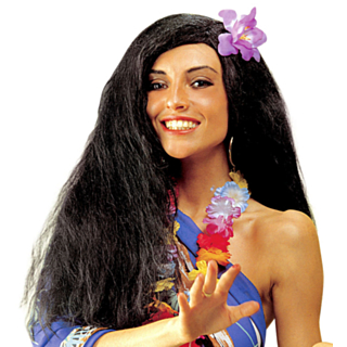 Hawaiiblomma Peruk Svart