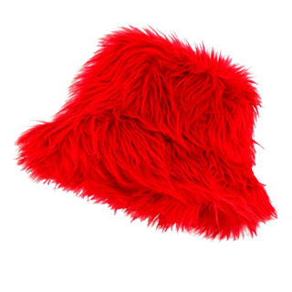 Plysch Bucket Hat Röd