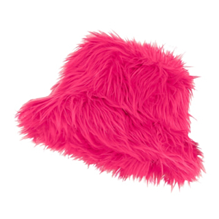 Plysch Bucket Hat Neonrosa