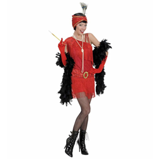 20-tal Showtime Flapper Maskeraddräkt Röd